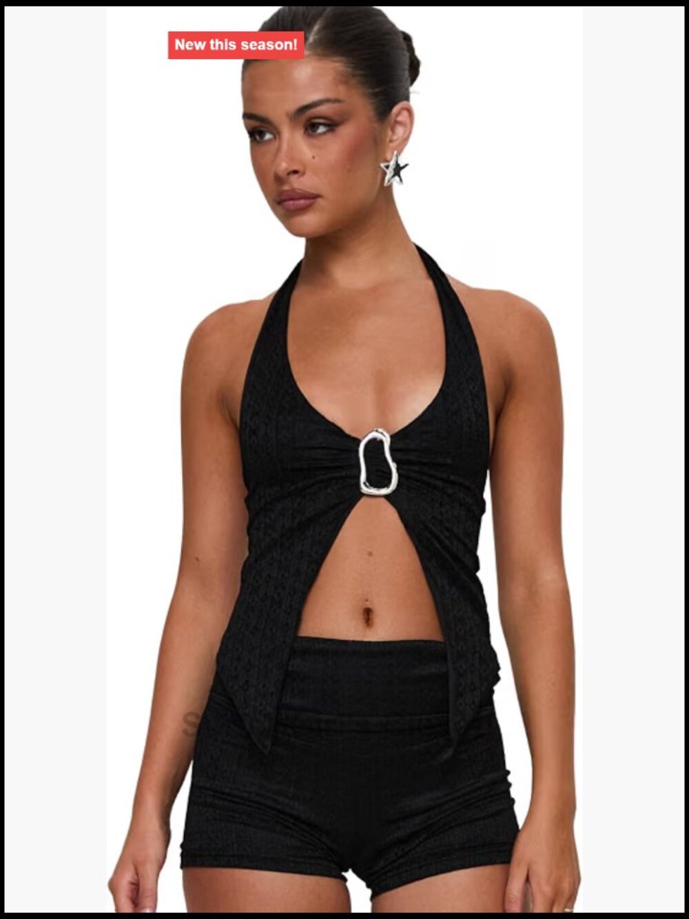 Lace Halter Tank Top Sleeveless Fitted Stretch Nylon Spandex